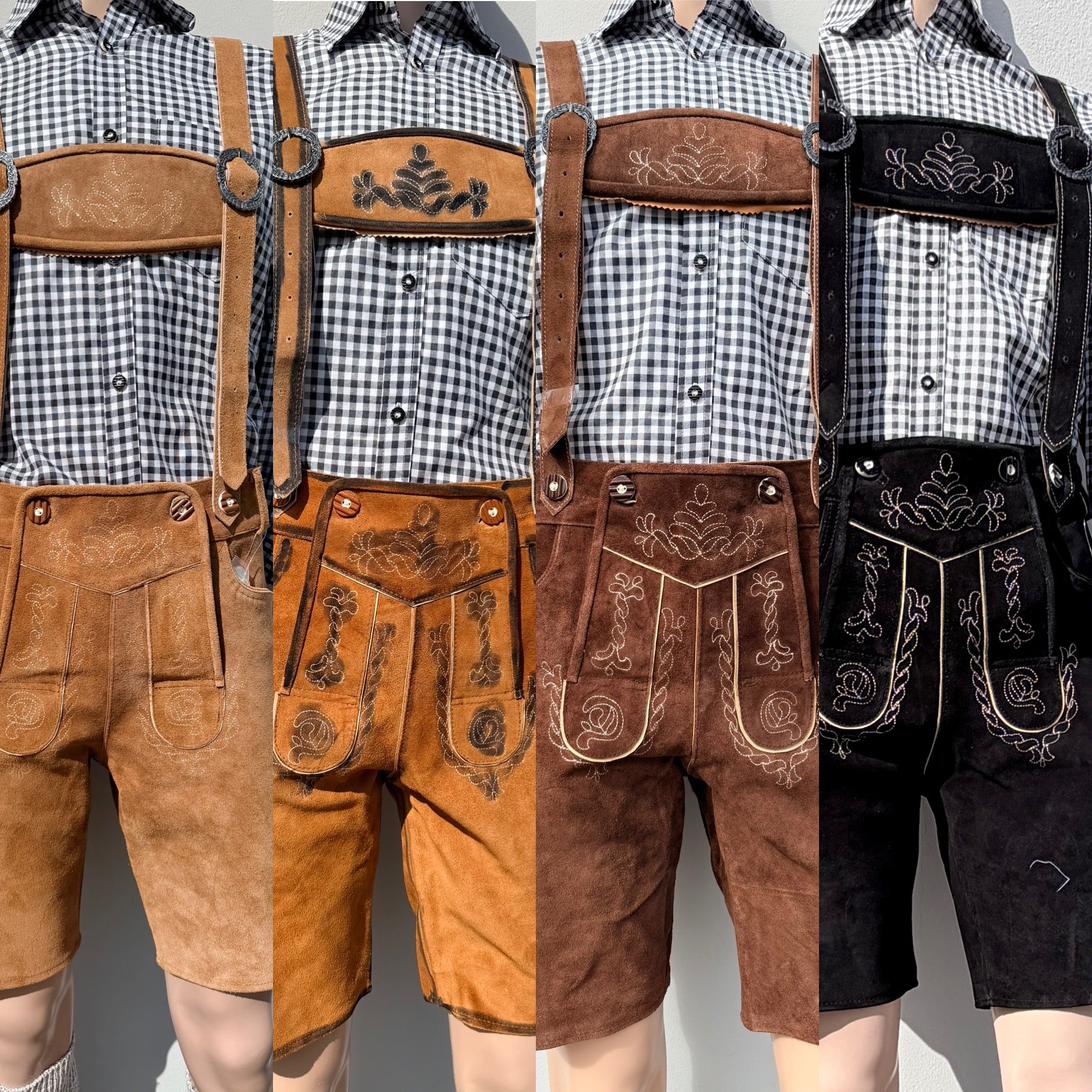 Heren lederhosen maat 48 tm 64 met bretels echt (rund)leer! (Choco)